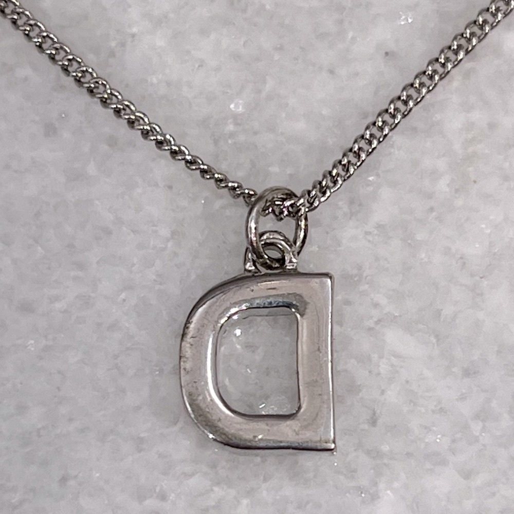 GUESS Silver Rhinestone Initial 'D' Necklace - Picture 8 of 11